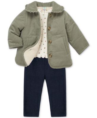 Baby Girls Corduroy Jacket, T-Shirt & Denim Pants, 3 Piece Set