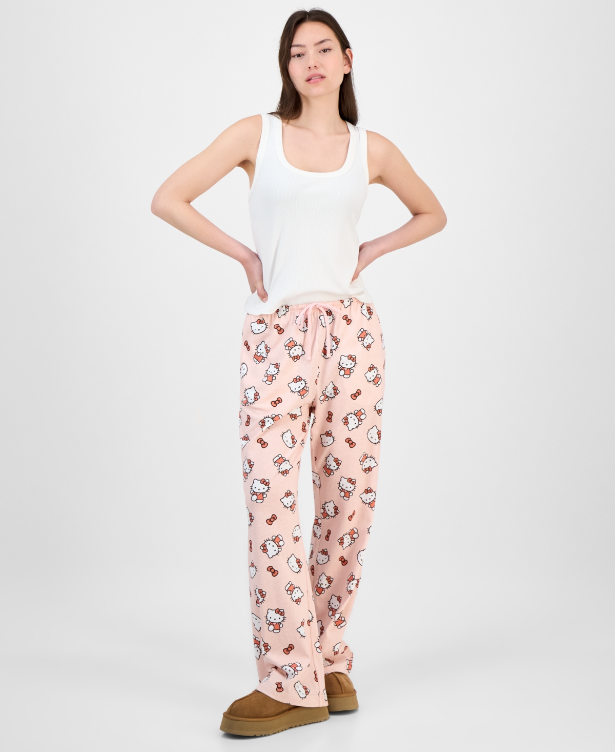 Love Tribe Junior's Hello Kitty Allover-print Drawstring Pants In Pink