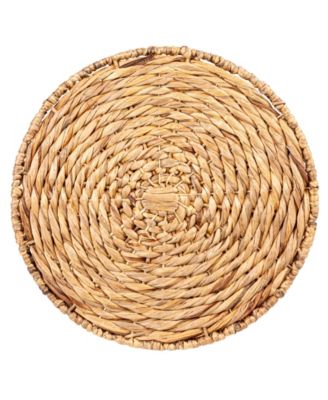 18.2" Water Hyacinth Hand-Woven Round Table