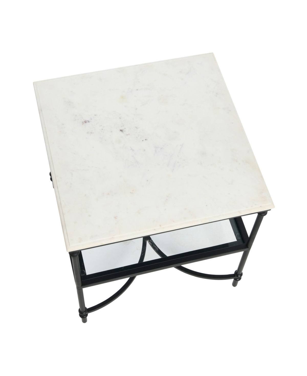 Creative Co-op 24" Libertine Genuine Marble And Metal Ogee Edge Square End Table