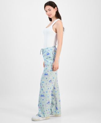 Juniors' Stitch Allover-Print Drawstring Pants