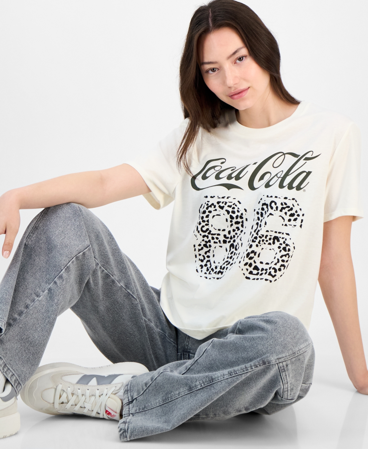 Love Tribe Juniors' Coca-cola Leopard 86 Graphic T-shirt In White