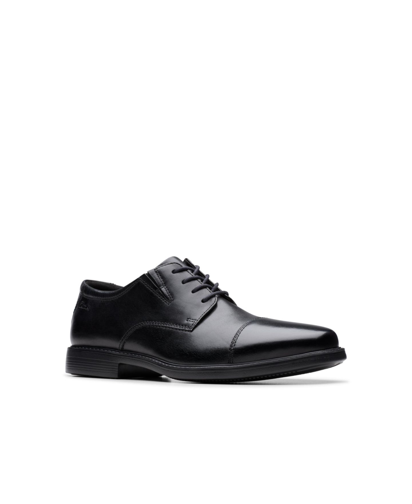 Мужские туфли Clarks Cosgrove Cap Toe Dress Shoe, цвет: Чёрный кожаный — фото 1