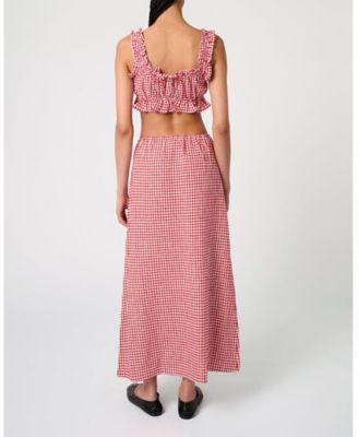 Women's Ruffle Button Up Crop Top