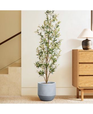 Minimalistic Modern Gray 13.8-Inch Tall Round Tapered MgO Planter