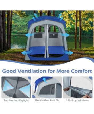 2 Rooms Oversize Privacy Shower Tent with Removable Rain Fly and Inside Pocket