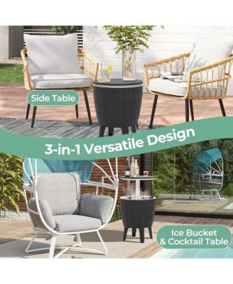 10 Gallon Cooler Bar Table Outdoor Coffee Table Ice Bucket with Telescopic Tabletop for Beer and Wine