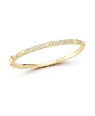 Plated Sterling Nail Head Pave Bangle