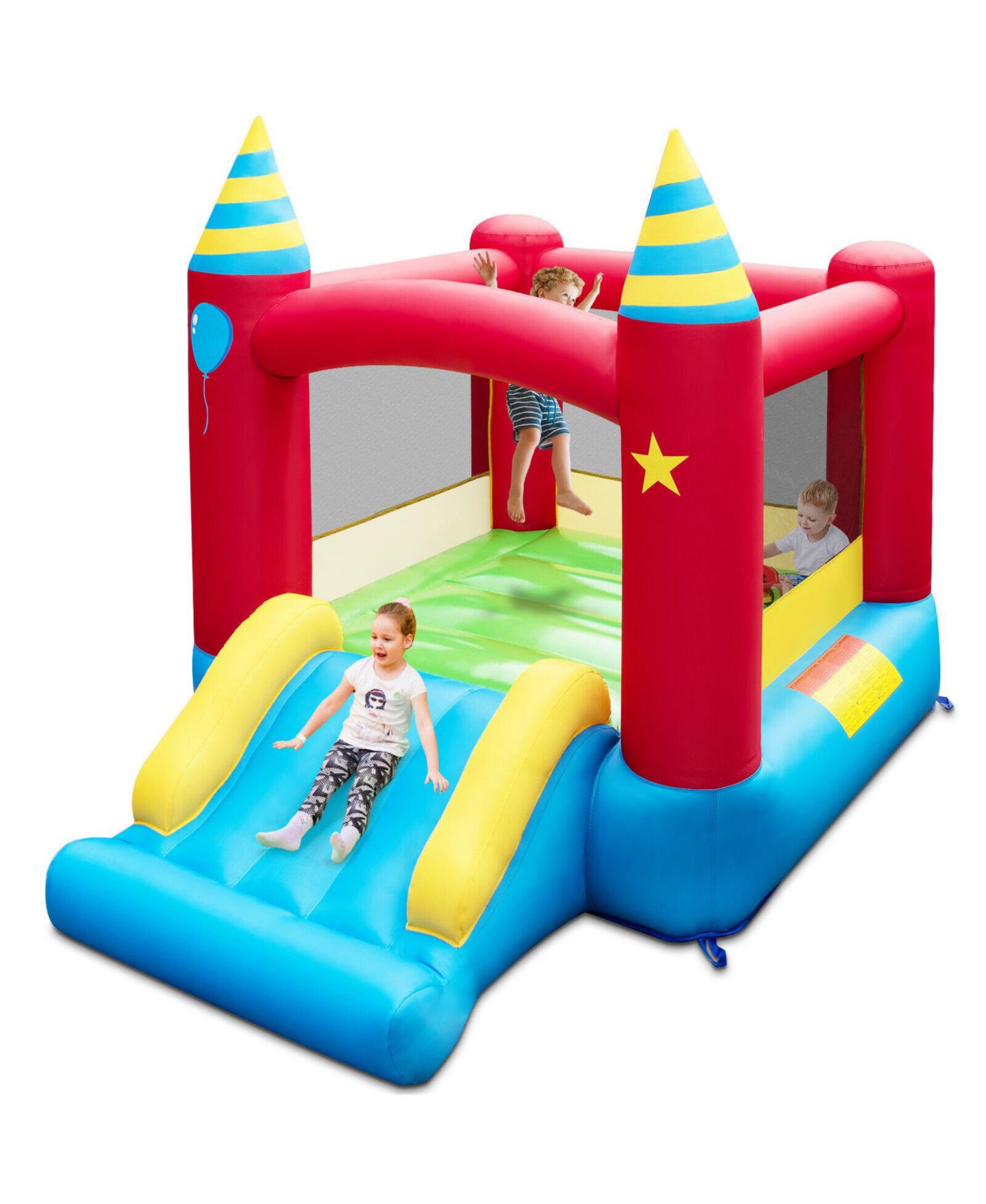 Детская игрушка Mecale Bounce Castle 420D Oxford Cloth Inflatable Bounce House with Slide, For Up to 3 Players, Ages 3–10, цвет: Синий — фото 1