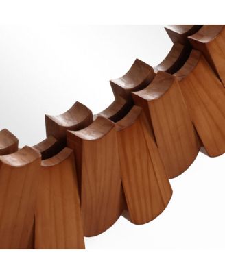 Pine Wood Frame 35-Inch Round Wall Mirror