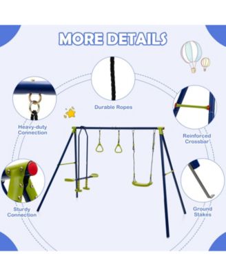 3-in-1 Outdoor Swing Set for Kids Aged 3 to 10