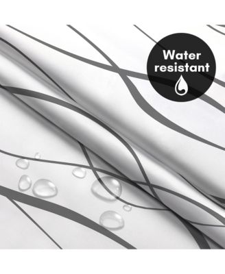  Hookless Shower Curtain Abstract Curve Lines Shower Curtain with Sheer Panel, Snap-In Liner, and Grommets, 72x75