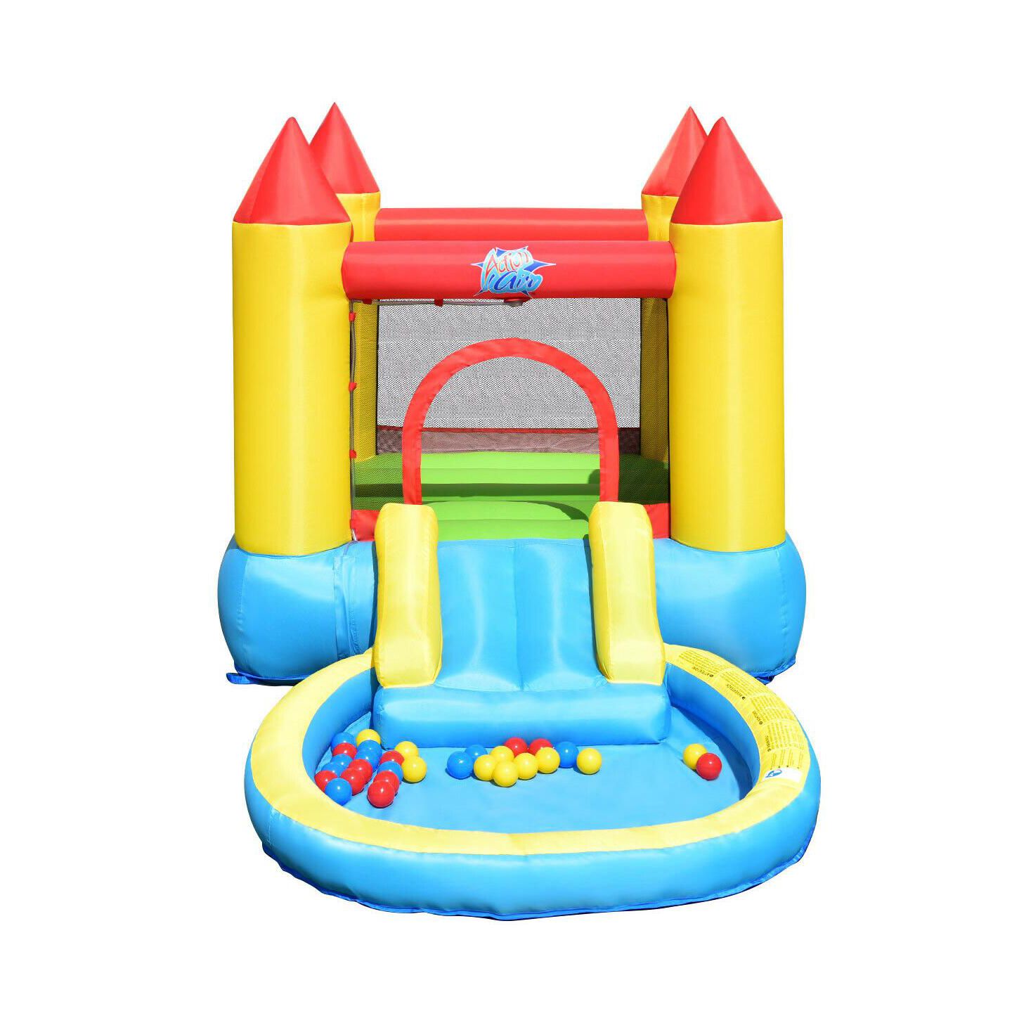 Детские игрушки Mecale Kids Inflatable Bounce House Castle with Balls Pool and Bag, цвет: Синий — фото 9