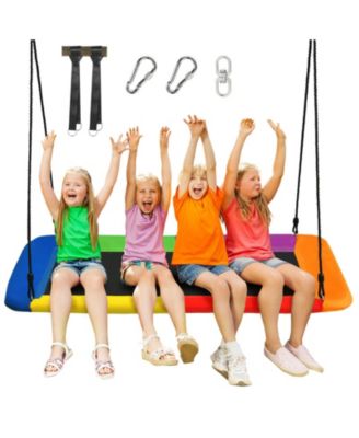 60 Inches Platform Tree Swing Outdoor with  2 Hanging Straps