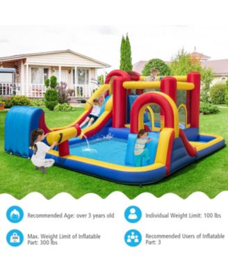 7 in 1 Outdoor Inflatable Bounce House with Water Slides and Splash Pools with 680W Blower