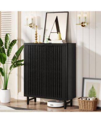 6-Tier Freestanding Shoe Cabinet with Shutter Doors and Adjustable Shelves for Entryway and Hallway