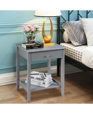 2PCS Nightstand Sofa Side End Table Bedroom Living Room w/ Shelf Drawer