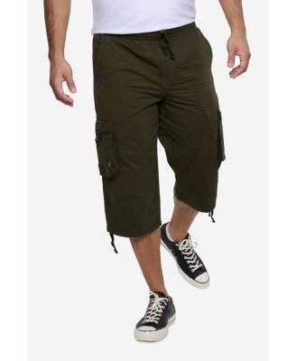 Men's 18" Elastic Waist Capri Long Cargo Shorts