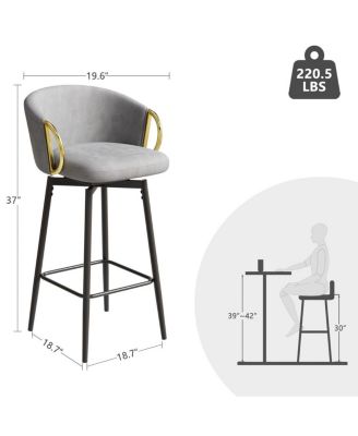 Set of Two 30-Inch Swivel Bar Stools with Upholstered Seats, Metal Legs, Modern Bar Chairs for Kitchen-The Pop Home