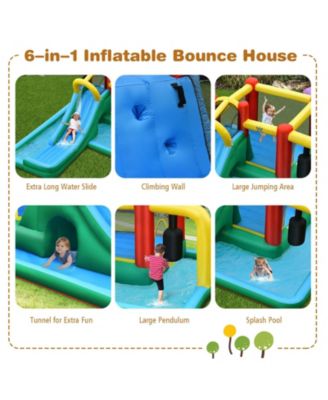 Inflatable Water Slide Climbing Bounce House with Tunnel and 735W Blower