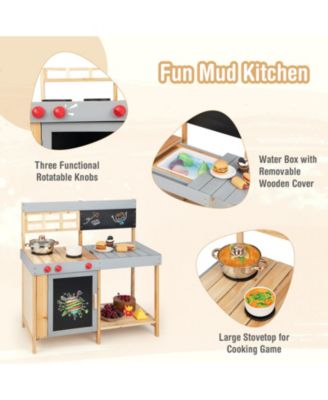 Outdoor Kid's Mud Kitchen Set with Detachable Water Box for Toddlers Over 3