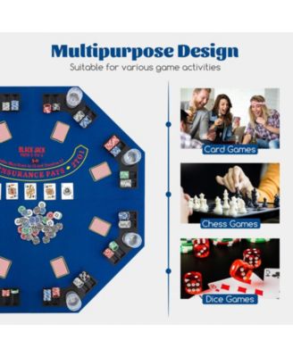 48 Inch 8-Player Foldable Poker Table Top with Carrying Bag and Cup Holders