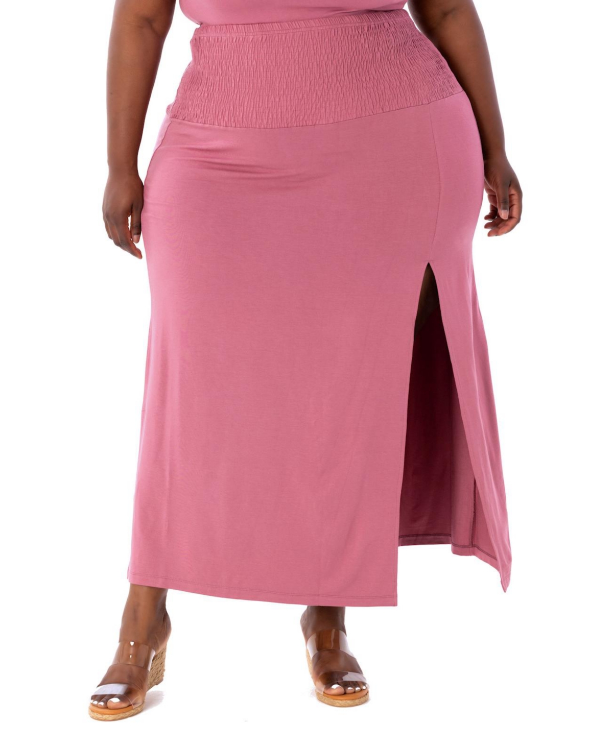 Plus Size Bridgett High Waist Midi Skirt - Mauve