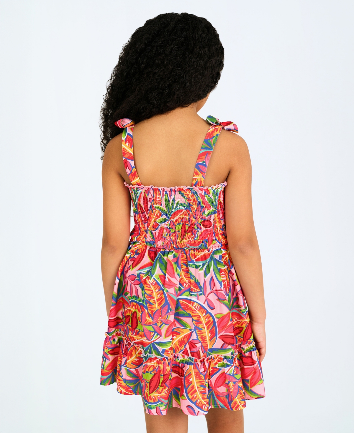 Rare Editions Big Girls Tropical Stretch Print Dress
