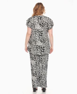 Plus Size 2-Piece Floral Print Tunic Top and Pants Set