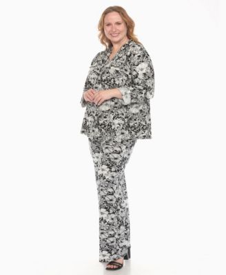 Plus Size 2-Piece Floral Print Tunic Top and Pants Set