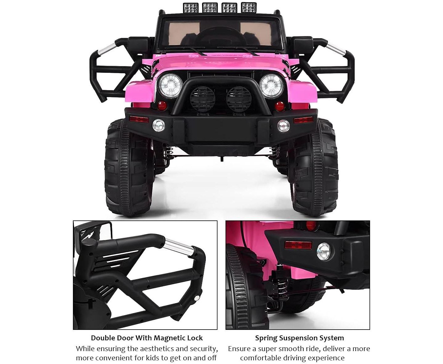 Детская игрушка Mecale 12V Electric Parental Remote Control Ride-On Truck with LED Lights, цвет: Розовый — фото 4