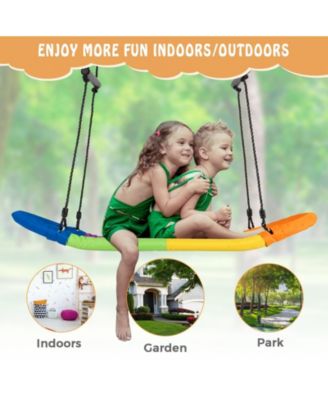 Saucer Tree Swing Surf Kids Outdoor Adjustable Oval Platform Set with Handle