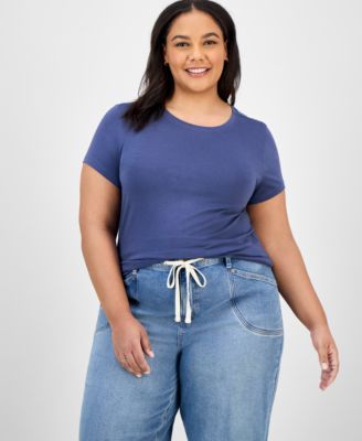 Plus Size Basic Crewneck Short-Sleeve T-Shirt