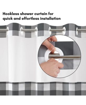 Hookless Sheer Panel Shower Curtain with Snap-In Liner and Grommets, 72" x 75"