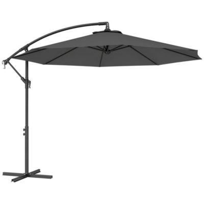 Outdoor Crank Umbrella Deck Sun Protection Shade Canopy w/ Stable Base
