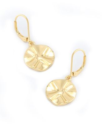 Gold Textured Coin Drop Earrings