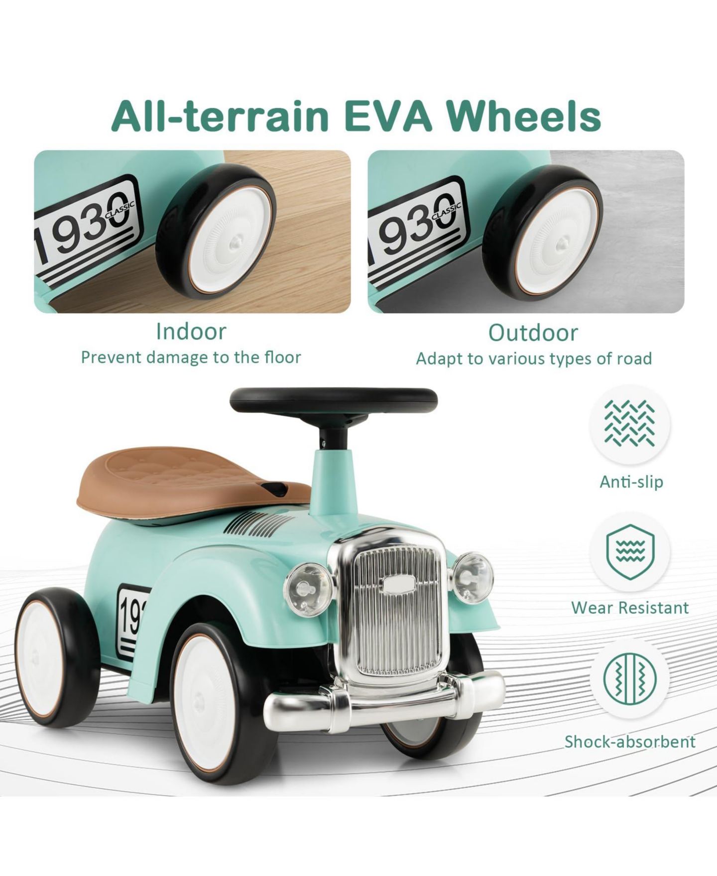 Детская игрушка Mecale Kids Sit to Stand Vehicle with Working Steering Wheel and Under Seat Storage, цвет: Зелёный — фото 5