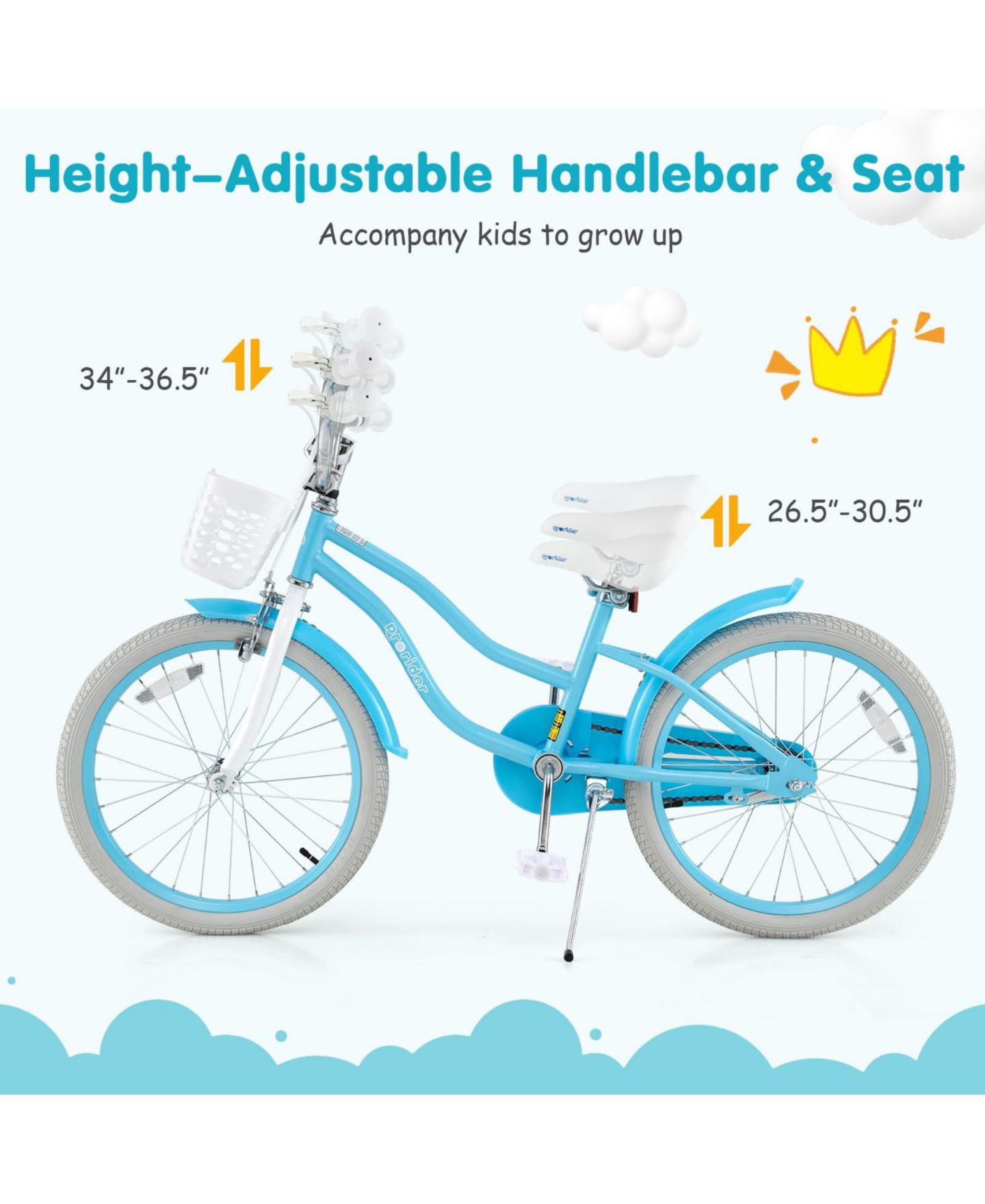 Детская игрушка Mecale 20 Inch Kids' Bike with Dual Brake System and Adjustable Seat, Ages 3-8, цвет: Синий — фото 5