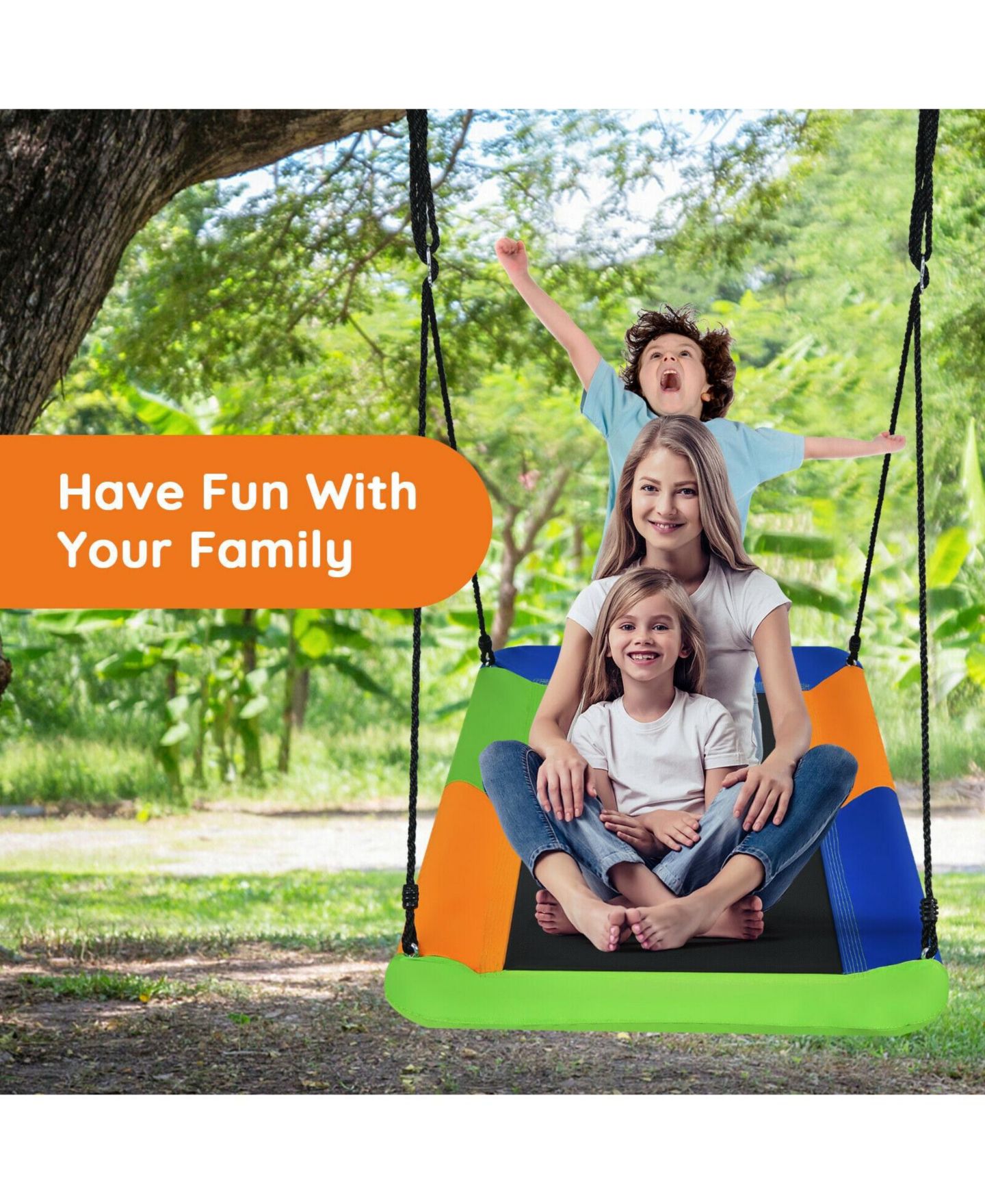 Детская игрушка Mecale 60" Platform Adjustable Tree Swing, 700 lbs Capacity, Ages 3+, цвет: Чёрный — фото 8