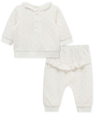 Baby Girls Sweet Bear Velour Top & Jogger Pants, 2 Piece Set