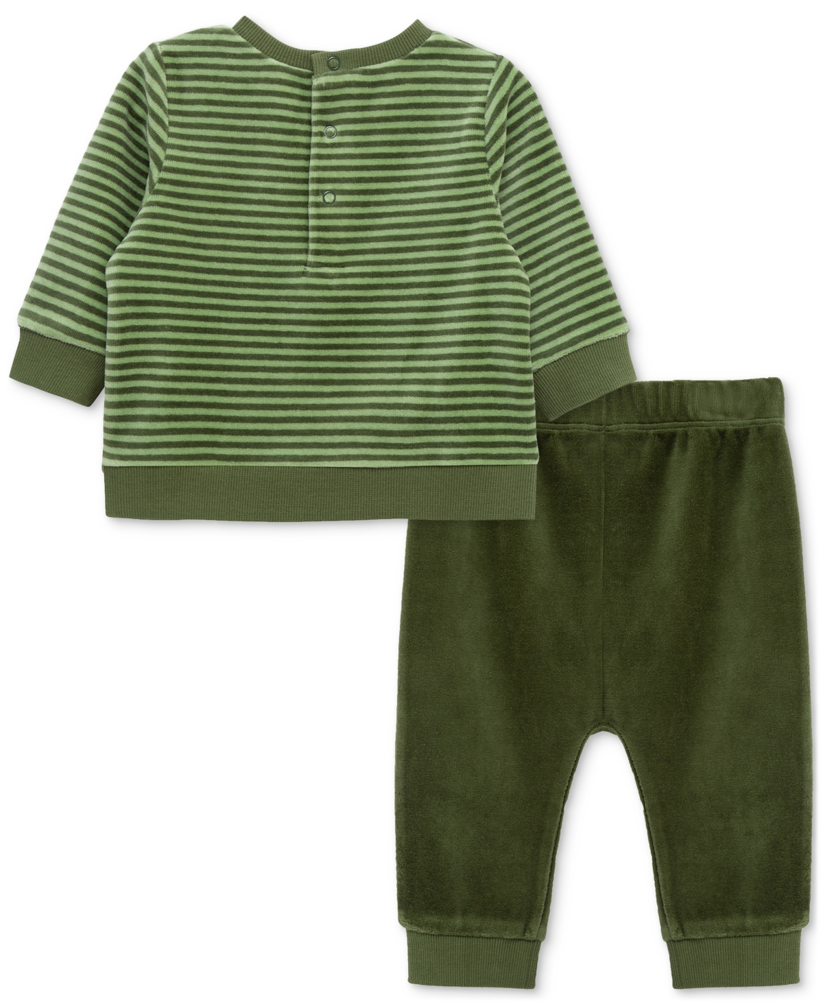 Little Me Baby Boys Lion Stripe Velour Sweatshirt & Jogger Pants, 2 Piece Set In Green