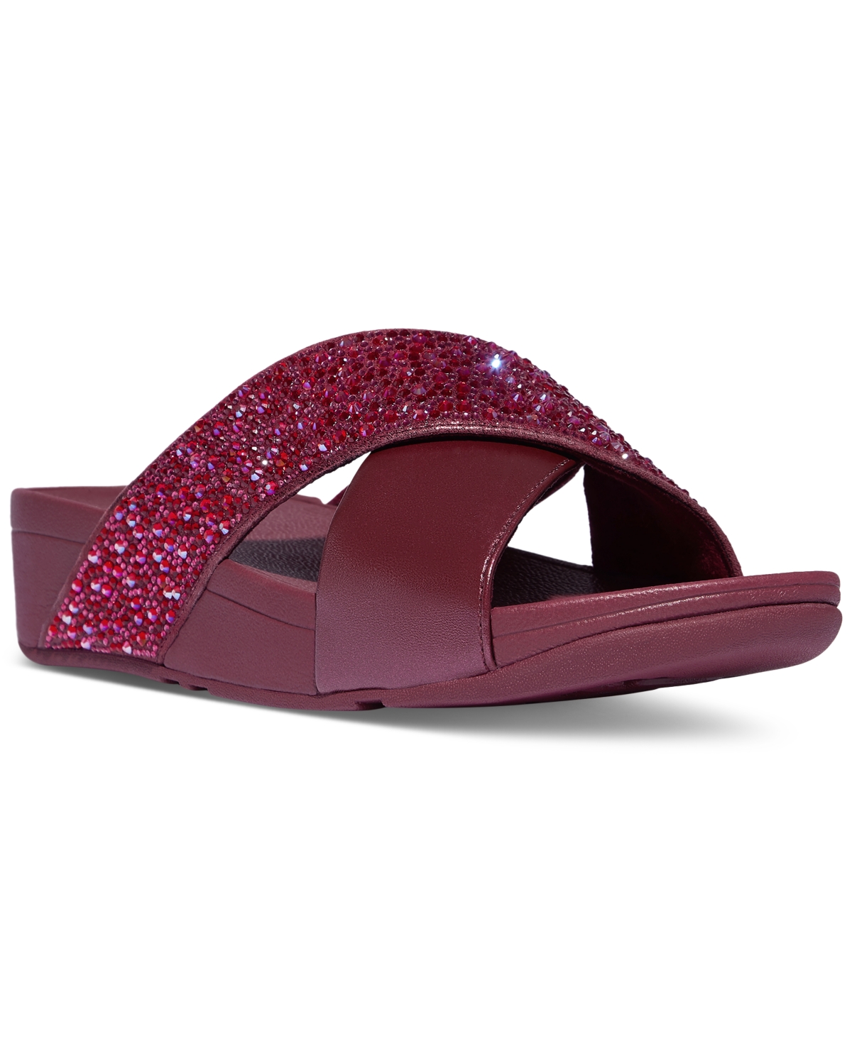 Women's Lulu Embellished Metallic Crisscross Slide Sandals - Luxe Plum