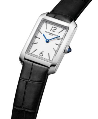 Women's Swiss Hampton Black Leather Strap Watch 35x22mm