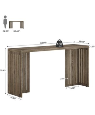 Bar Table, 63-Inch Counter Height Pub Table, Industrial Bar Height Table, Rectangular High Top Kitchen & Dining Counter Tables with Louvered Base for Narrow Space