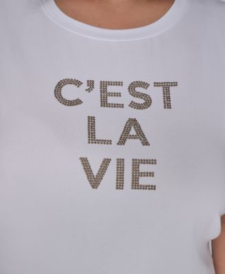 Plus Size C'est La Vie Extended-Shoulder Top