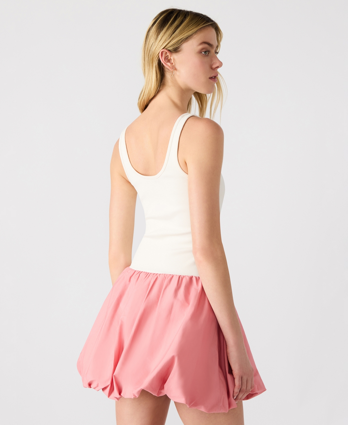 Steve Madden Linnea Mixed Media Bubble Hem Cotton Minidress In Multi
