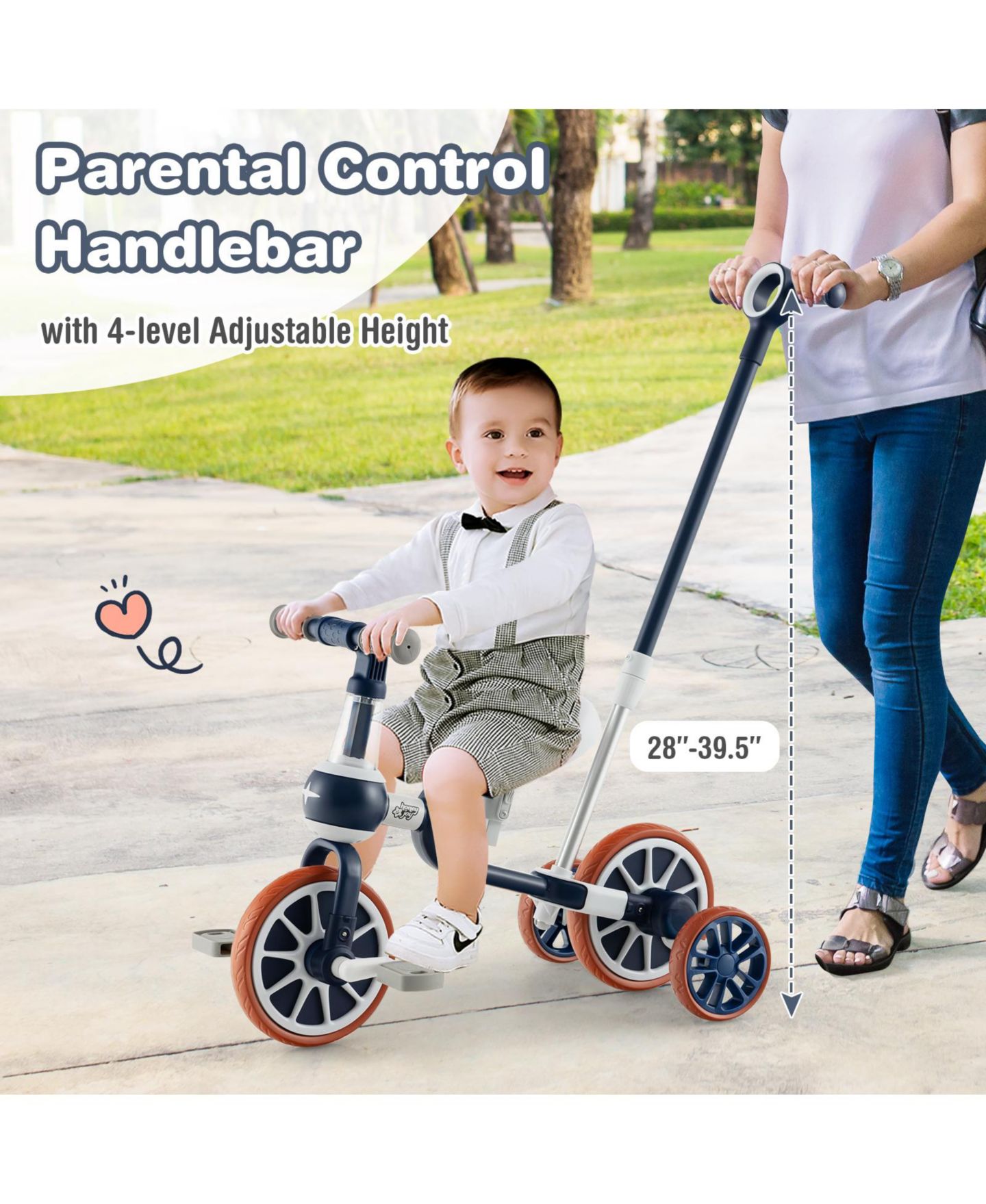 Детская игрушка Mecale 4-in-1 Kids Trike Bike, 28.5"L x 14.5"W, with Adjustable Parent Push Handle, Ages 2-4, цвет: Синий — фото 6