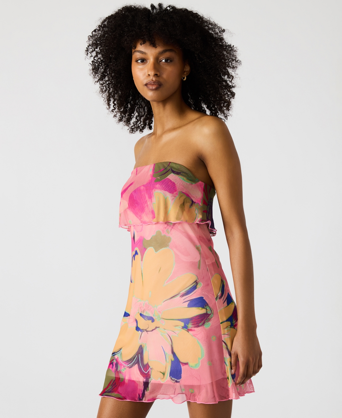 Steve Madden Bryar Floral Strapless Mesh Minidress