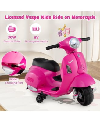 Licensed Vespa Kids Ride on Motorcycle with LED Headlight and Horn Sound