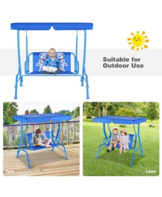 Outdoor Kids Patio Swing Bench with Canopy 2 Seats